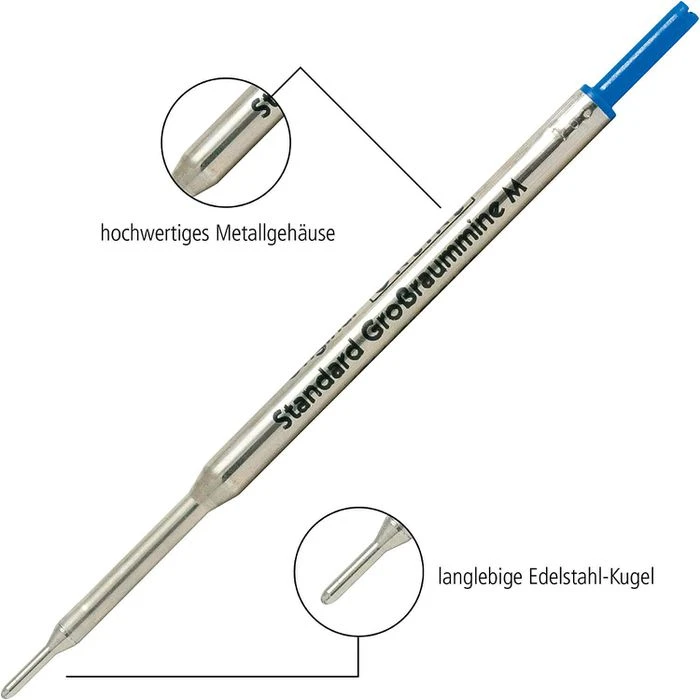 Online, Kugelschreiberminen 40003/3, Metallgroßraummine, Strichstärke M, Blau, 2 Stück - Image 3