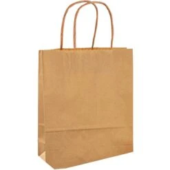 Folia Tragetaschen Braun, 18 X 21cm, Papiertüten Mit Henkel, 20 Stück