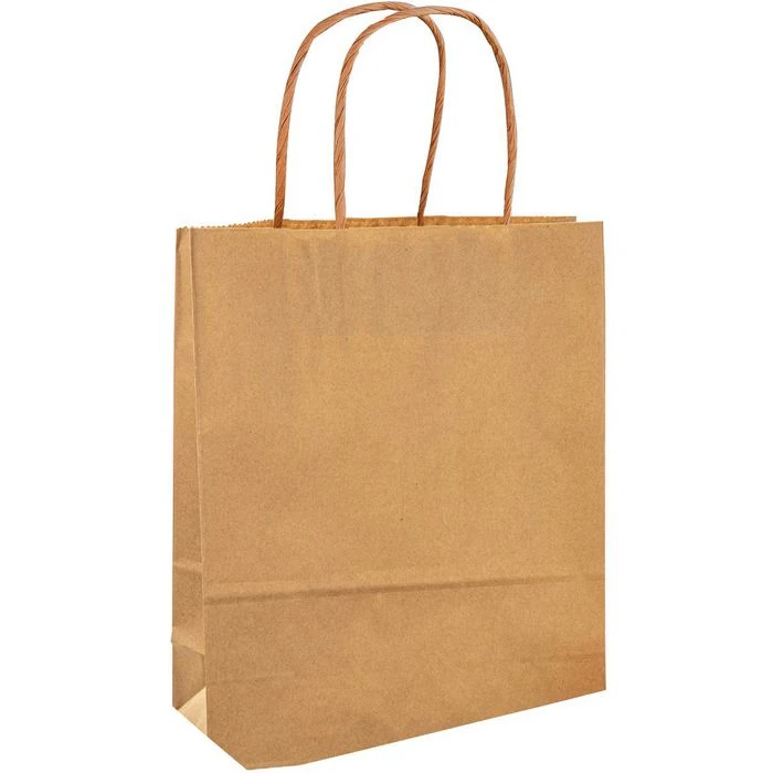 Folia Tragetaschen Braun, 18 X 21cm, Papiertüten Mit Henkel, 20 Stück