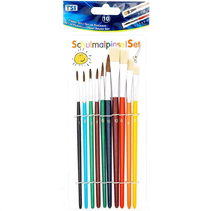 Böttcher-AG Pinsel Pinselset, Mit 6 Haar- & 4 Borstenpinseln, 10 Stück