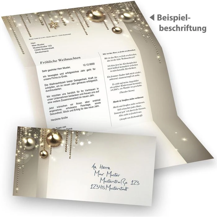 Tatmotive Weihnachtsbriefpapier Noblesse, Set, A4, 90g/m², 100 Blatt + 100 Umschläge - Image 2