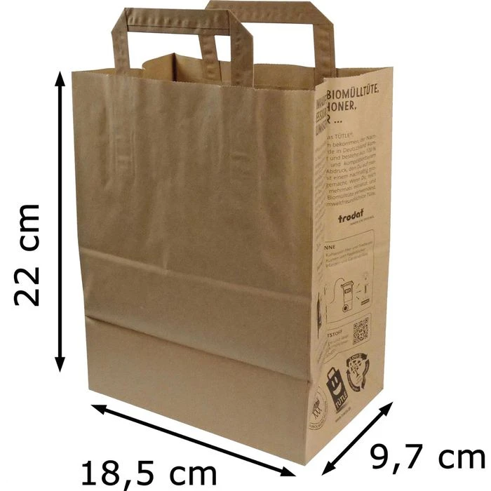 Trodat® Trodat Tragetaschen TÜTLE, Braun, 18,5 X 22cm, Papiertüten Mit Henkel, 100 Stück – Bild 2