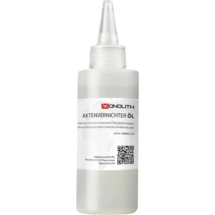 Monolith Aktenvernichteröl 120ml, Für Alle Aktenvernichter Geeignet