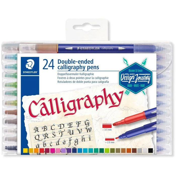 Staedtler Filzstifte 3005 TB24, Calligraphy, Doppelfasermaler 2,0 Und 3,5 Mm, 24 Stück