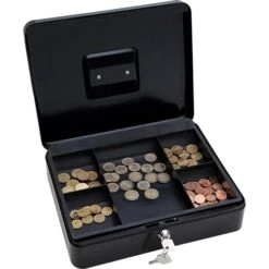 Wedo Geldkassette 145421X, Größe 4, Schwarz, 30 X 9 X 24 Cm, 5 Münzfächer