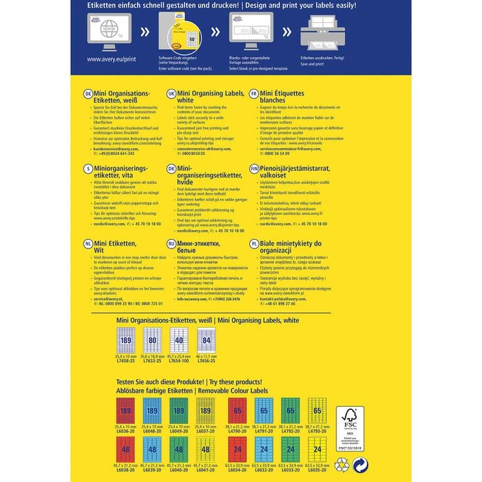 Avery Zweckform L7658-25 Etiketten Weiß 25,4x10mm - Image 4