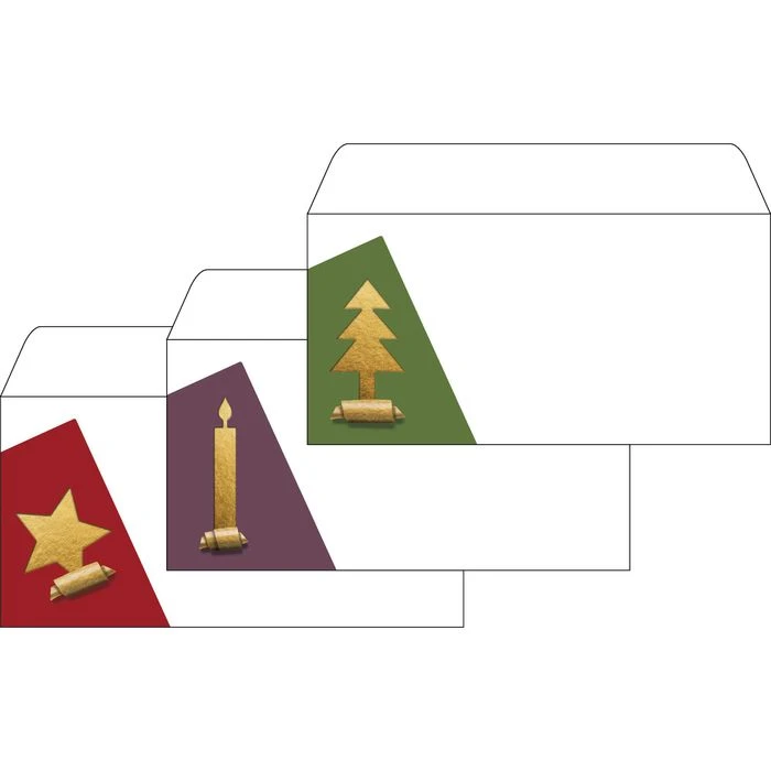 Sigel Weihnachtsumschläge DU257, DIN Lang, Cut-Out Style, Sortiert, 25 Stück