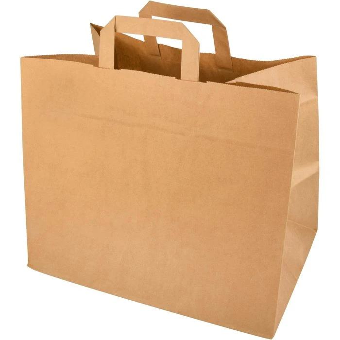 Papstar Tragetaschen Braun, 32 X 27cm, Papiertüten Mit Henkel, 50 Stück