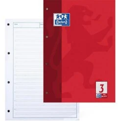 Oxford Arbeitsblock 100050342 Lineatur 3, A4, Liniert, 90g/qm, 50 Blatt