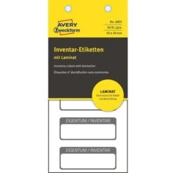 Zweckform Inventaretiketten 6901, Schwarz, 50 X 20mm, Polyesterfolie Mit Laminat, 50 Stück