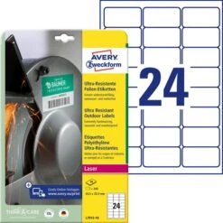 Zweckform Folienetiketten L7912-10 Ultra-resistent, Weiß 63,5 X 33,9mm Wetterfest, 10 Blatt, 240 Stück