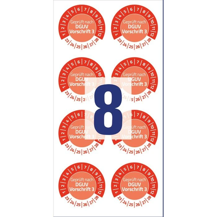 Zweckform Prüfplaketten 6976 Geprüft Nach DGUV Vo3, 2023-2028, Rot, Ø 30mm, Aus Vinyl, 80 Stück - Image 3