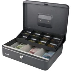 HMF 151302 Geldkassette Marktkassette Schwarz 30 X 9 X 24 Cm, 8 Münzfächer
