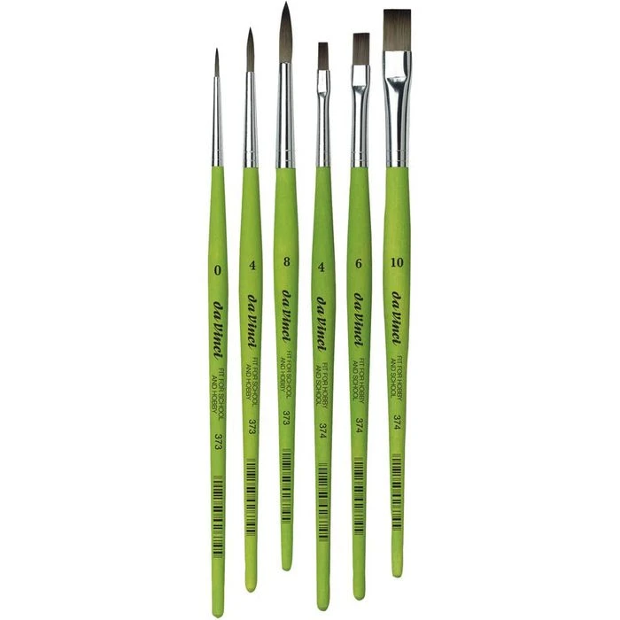 Da Vinci Da-Vinci Pinsel Junior 5410 Fit For School & Hobby, Haarpinsel Flach & Rund, Versch. Größen, 6 Stück