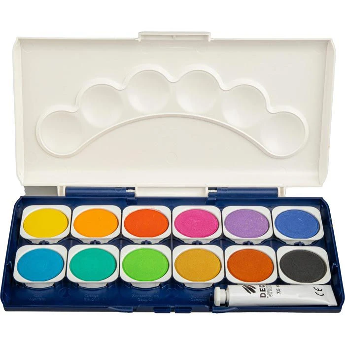 Deckfarbkasten 12 Farben Mit Deckweiß Stylex