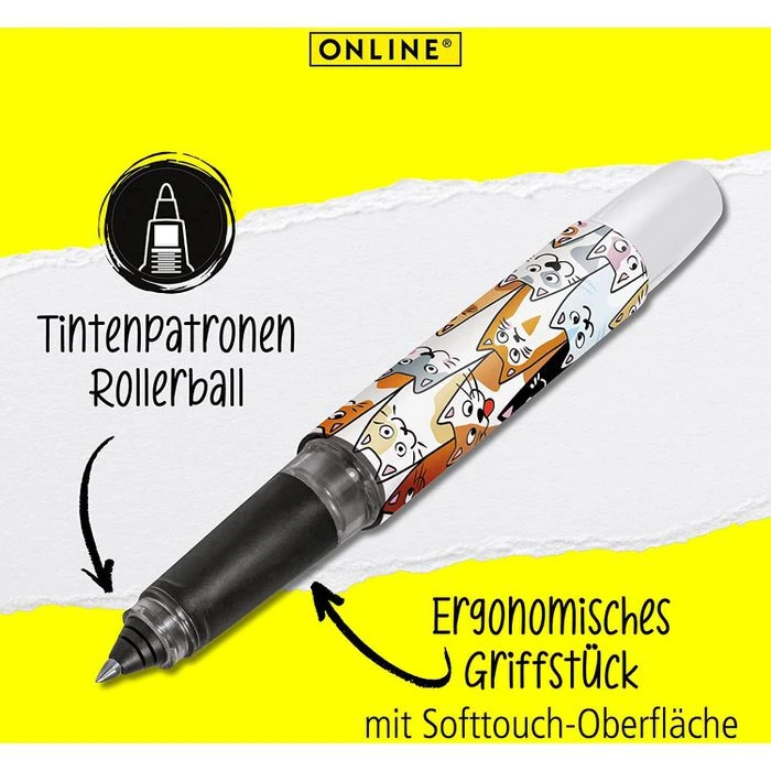 Online Tintenroller Campus Fluffy Cats, 61367/3D, Gehäuse Katzen-Muster, 0,7mm, Schreibfarbe Blau - Image 3