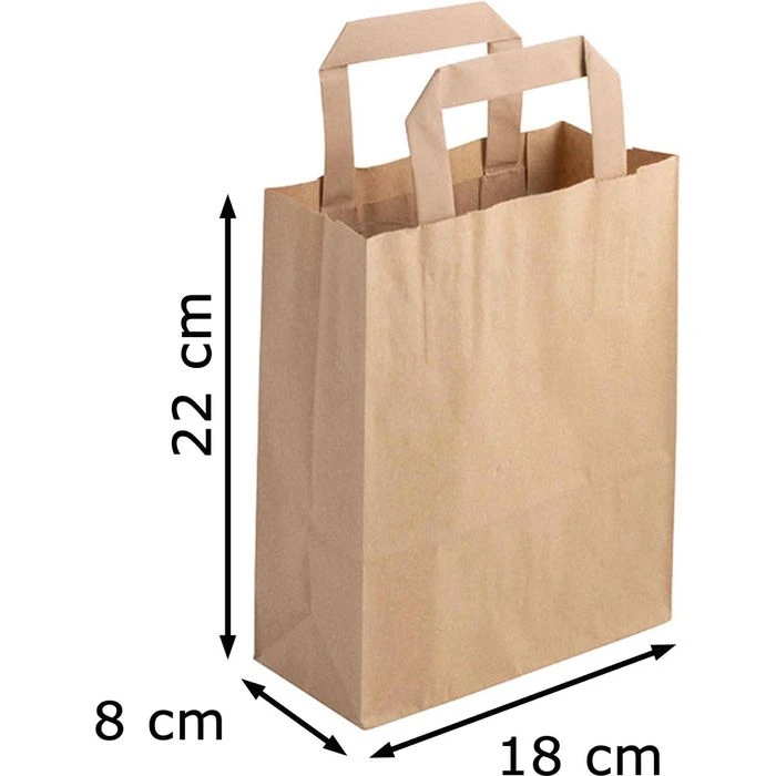 Biozoyg Tragetaschen Braun, 18 X 22cm, Papiertüten Mit Henkel, 250 Stück - Image 2