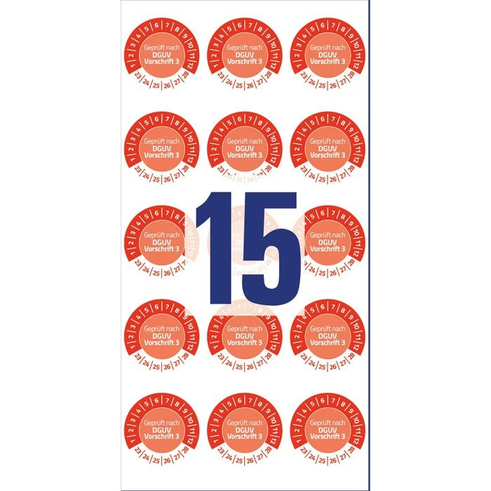Zweckform Prüfplaketten 6977 Geprüft Nach DGUV Vo3, 2023-2028, Rot, Ø 20mm, Abziehsicher, 120 Stück - Image 3