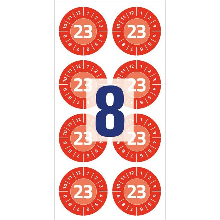 Zweckform Prüfplaketten 6946, Mit Jahreszahl 2023, Rot, Ø 30mm, Abziehsicher, 80 Stück - Image 3