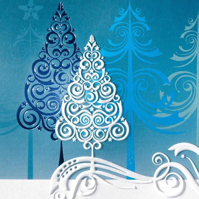 Sigel Weihnachtskarte DS030, Blue Trees, DIN Lang, Mit Umschlag, 10 Stück - Image 3