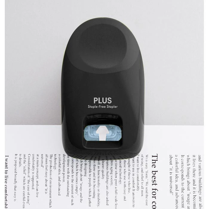 Plus-Japan Heftgerät SL-112A, 31236, Heftleistung 10 Blatt, Klammerlos, Schwarz - Image 3