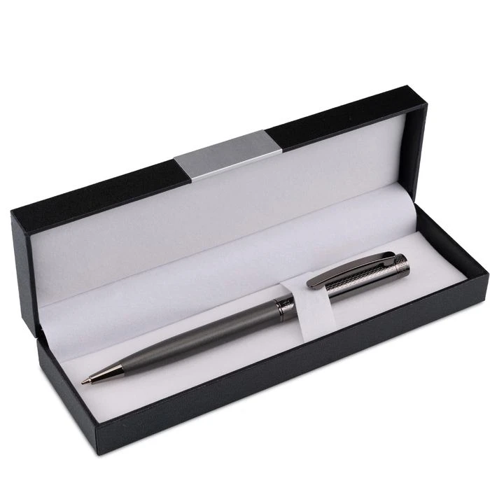 Hörner Kugelschreiber Levio 1016, Gehäuse Grau, Metall, Schreibfarbe Blau – Bild 4