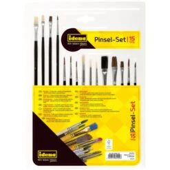 Idena Pinsel 60109 Pinselset, Mit 10 Haar- Und 5 Borstenpinseln, 15 Stück