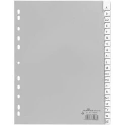 Durable Register 6401-10, A4, A-Z, Kunststoff, 20-teilig, Grau, Mit Fenstertaben