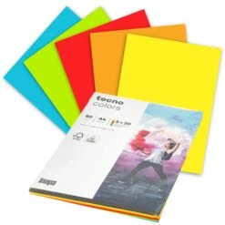 Inapa Tecno Colors, Kopierpapier, A4, 80g/qm, Intensiv Farbig Sortiert Intensiv Mix, 5x20 Blatt, 100 Blatt