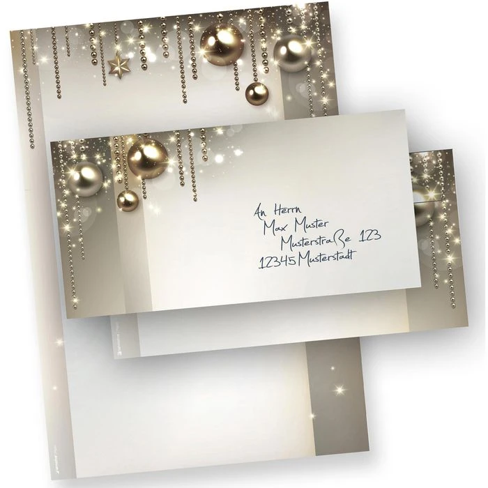 Tatmotive Weihnachtsbriefpapier Noblesse, Set, A4, 90g/m², 100 Blatt + 100 Umschläge