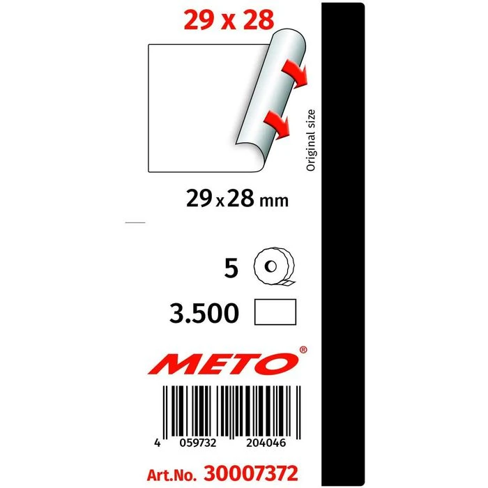 METO Preisetiketten 29 X 28 Mm, Weiß, Permanent, 5 Rollen à 700 Stück - Image 2