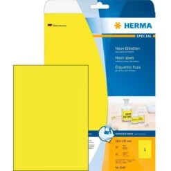 Herma Special 5148 Universaletiketten Neon-gelb, 210 X 297 Mm, 20 Blatt, 20 Stück