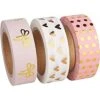 Rayher Washi-Tape 60893000, Rose/Gold Foil, 15mm X 10m, Klebeband Aus Reispapier, 3 Rollen