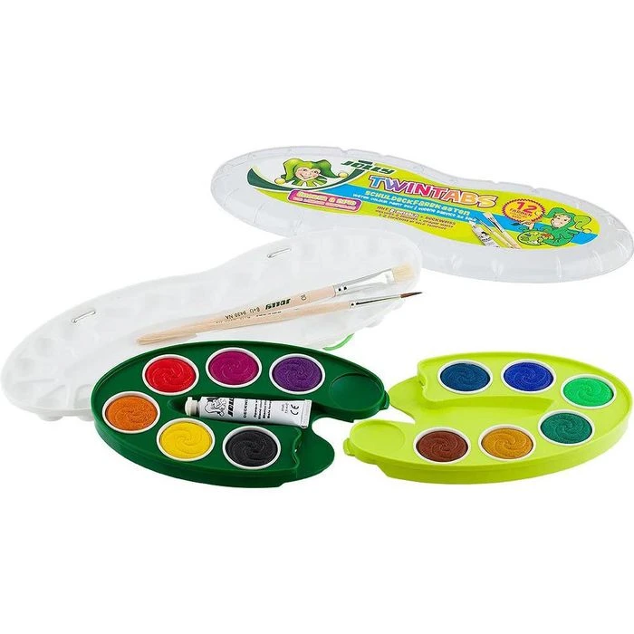 Jolly Farbkasten Twintabs 12, Deckfarbkasten, 1 Deckweiß, 2 Pinsel Und 12 Farben - Image 4