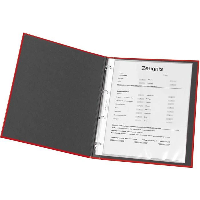 Veloflex Zeugnismappe Velocolor 4144321, A4, Ringbuch, Rot, Mit Ringmechanik - Image 3