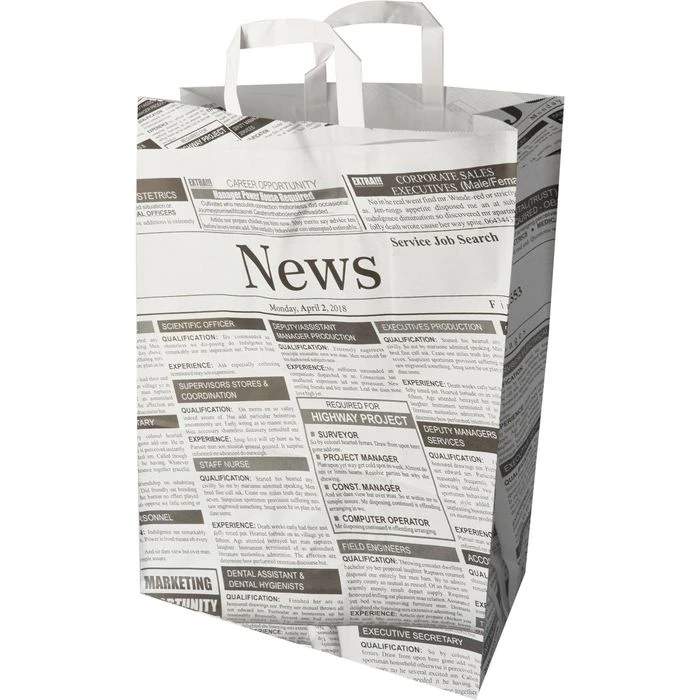 Papstar Tragetaschen Newsprint, Weiß, 32 X 44cm, Papiertüten Mit Henkel, 50 Stück