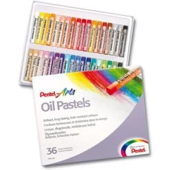 Pentel Ölkreide Oil Pastels, PHN-36U, Wasserfest, Farbig Sortiert, 36 Stück