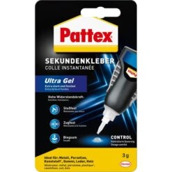 Pattex Sekundenkleber PSG5C Ultra Gel Matic, Gel, Extra Stark, Wasserfest, Mit Dosierspitze, 3g