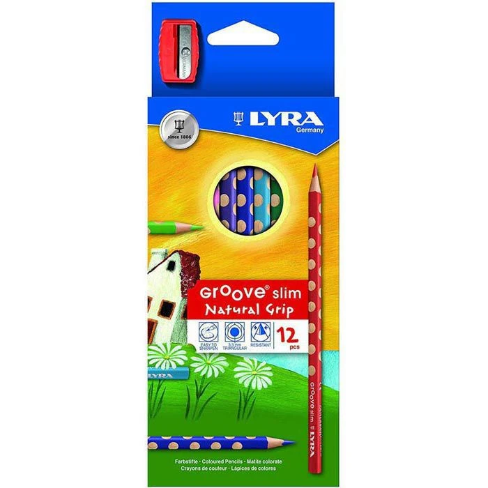 Lyra Buntstifte Groove Slim 2821120, Farbig Sortiert, Inklusive Spitzer, 12 Stück