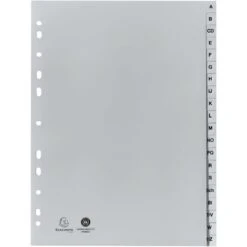 Exacompta Register 1720B, A4, A-Z, Recycling-Kunststoff, 20-teilig, Grau