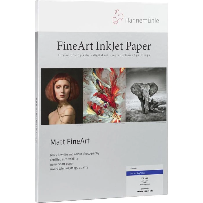 Hahnemühle Inkjet-Papier Photo Rag Duo FineArt, A4, 276 G/m², Matt, Beidseitig Bedruckbar, 25 Blatt