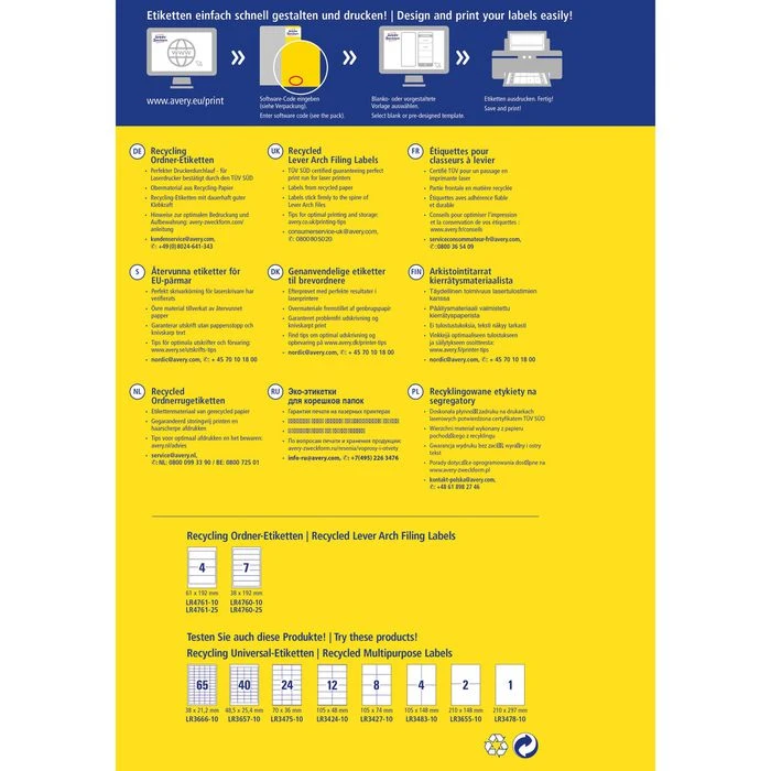 Zweckform Rückenschilder LR4761-10, Recycling Weiß, 61 X 192mm, Selbstklebend, 40 Stück - Image 6