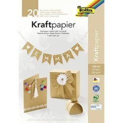 Folia Kraftpapier 698, A4, 120 G/m² & 230 G/m², Braun, 20 Blatt