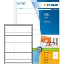 Herma Premium 4613 6600 Etiketten Weiß 66x25.4 Mm