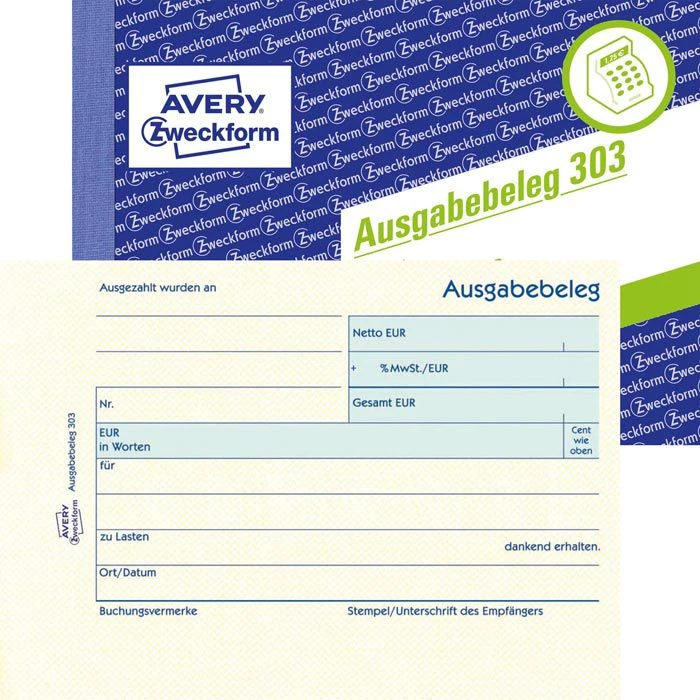 Avery Zweckform 303 A6 Quer Ausgabebelege Gelb