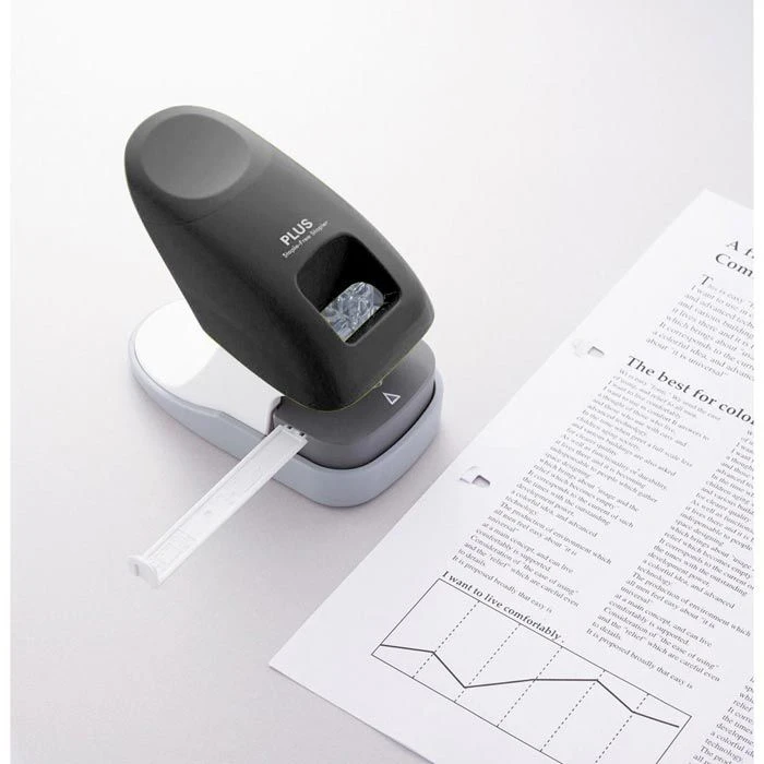 Plus-Japan Heftgerät SL-112A, 31236, Heftleistung 10 Blatt, Klammerlos, Schwarz - Image 4