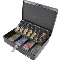 HMF Geldkassette 1001502, Schwarz, 30 X 9 X 24 Cm, Mit Zählbrett