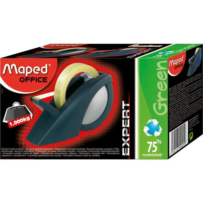 Maped Klebefilmabroller Expert Compact Pro Green, Tischabroller Für Kleberollen 19mm X 66m, Schwarz - Image 4