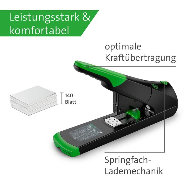 Novus Heftgerät B 50, Re+new, Blockhefter, Heftleistung 140 Blatt, Schwarz - Image 3