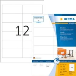 Herma Inkjet-Etiketten 4816, Special, Weiß, 97 X 42,3mm, Matt, 100 Blatt, 1200 Stück